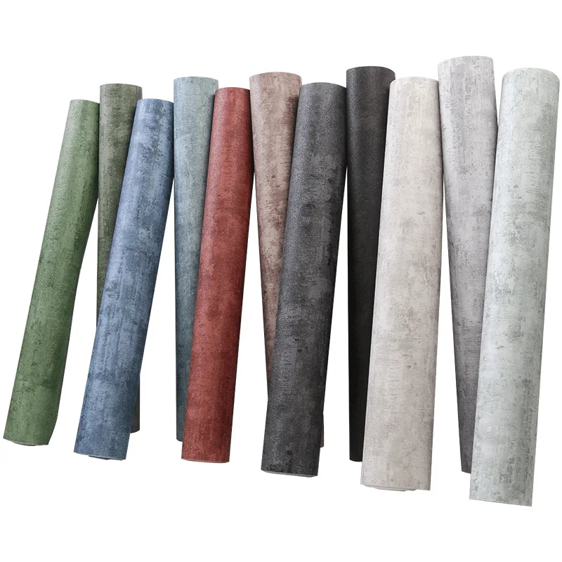 Retro American Style Light Gray Solid Industrial Wall Paper Nordic Living Room French Bedroom Background Wall Wallpaper Non Self