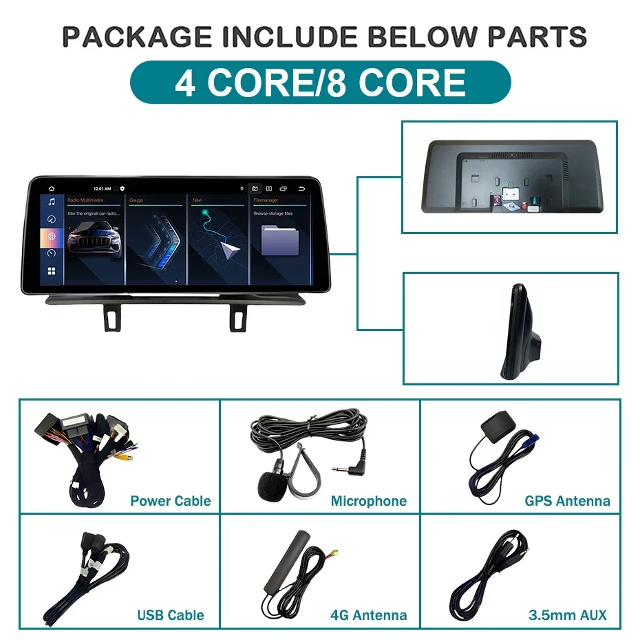 12,3' Kabelloses CarPlay Android 15 Auto-Stereo-Bildschirm für BMW 1er Serie E81 E82 E87 E88 CCC CIC IDrive Autoradio Multimedia-Player Autoradio GPS-Navigation Bluetooth WLAN 4G LTE – Detail 2