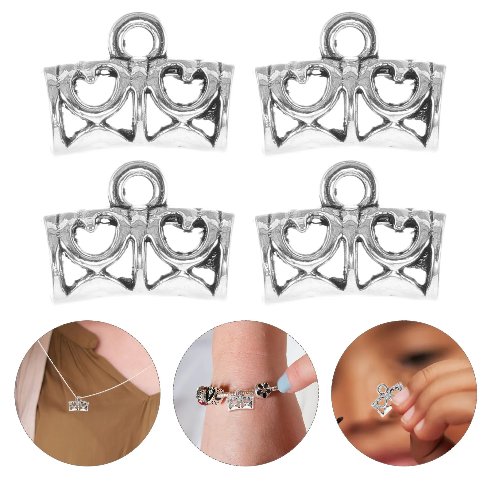 

85Pcs Vintage Alloy Bracelet Connectors Bail Tube Beads Handmade Jewelry Making Supplies DIY Pendant Craft Charms