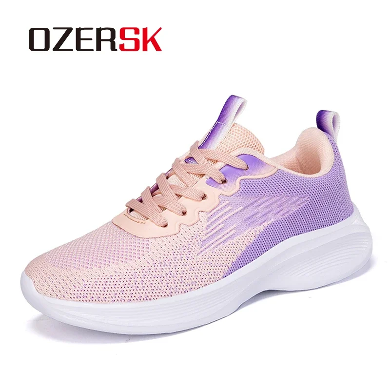 OZERSK Breathable Woman Shoes Leisure Lightweight Anti-Slip Female Outdoor Soft Comfortable Summer Mesh Lace Up Women's Sneakers