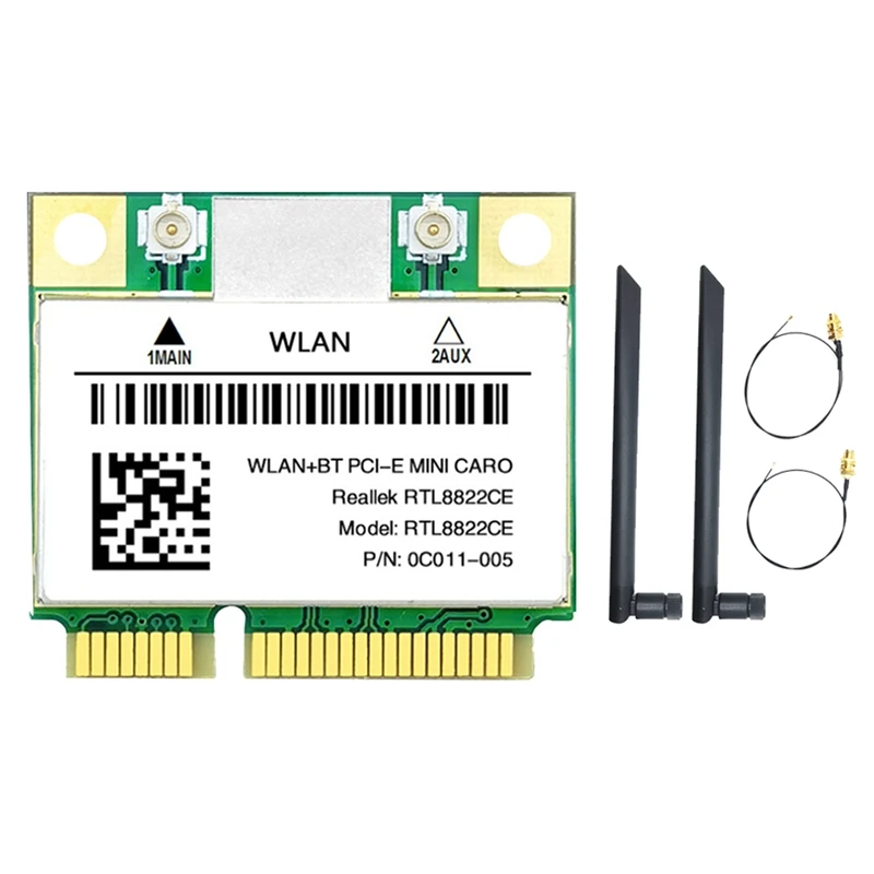 

HOT-RTL8822CE Wifi Card+2Xantenna 1200Mbps 2.4G+5Ghz 802.11AC Network Mini Pcie BT 5.0 Support Laptop/PC Windows 10/11