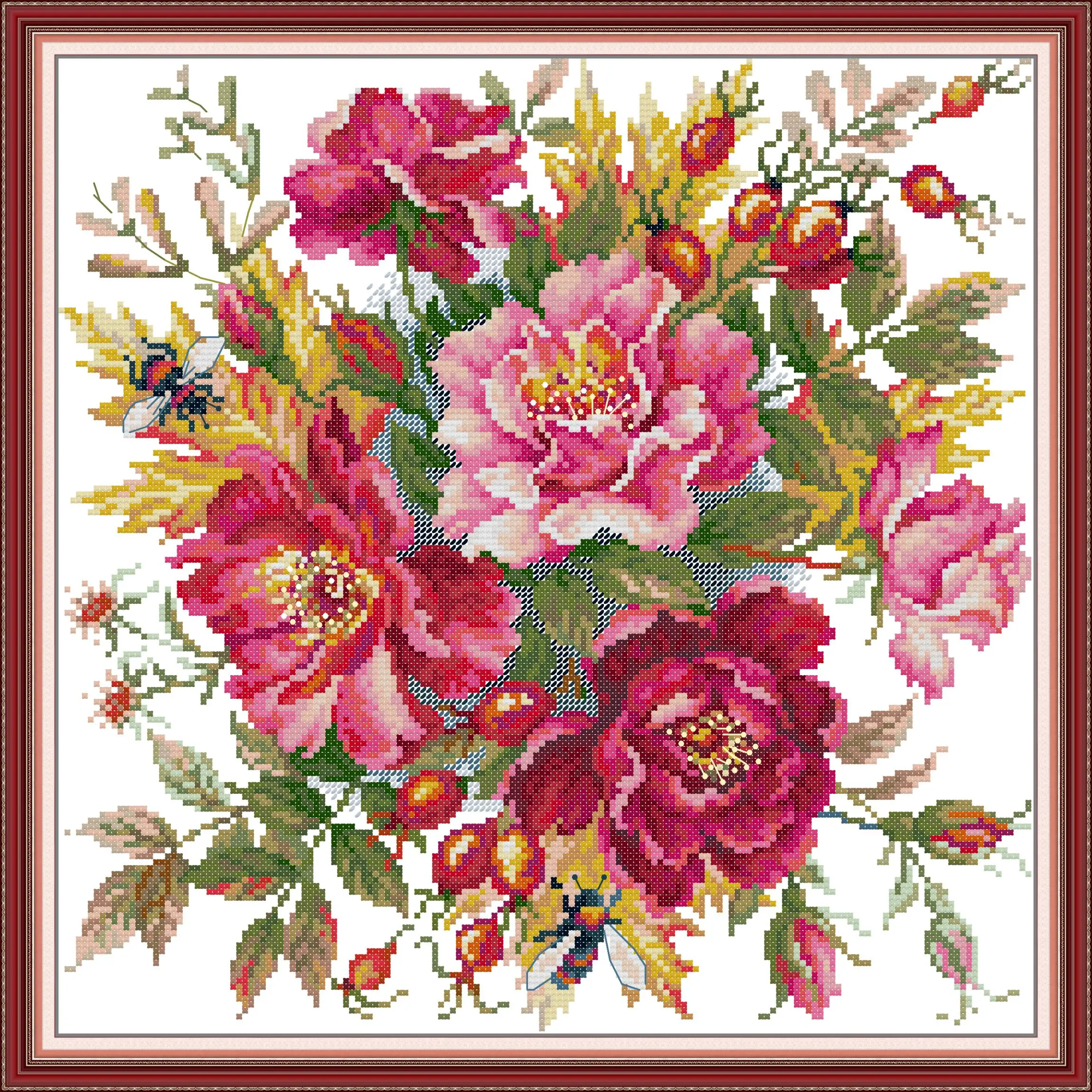 

Полный набор для вышивки крестом Maydear, ткань Aida 11CT/14CT/16CT/9CT, набор для вышивания ниток DMC - цветение пиона