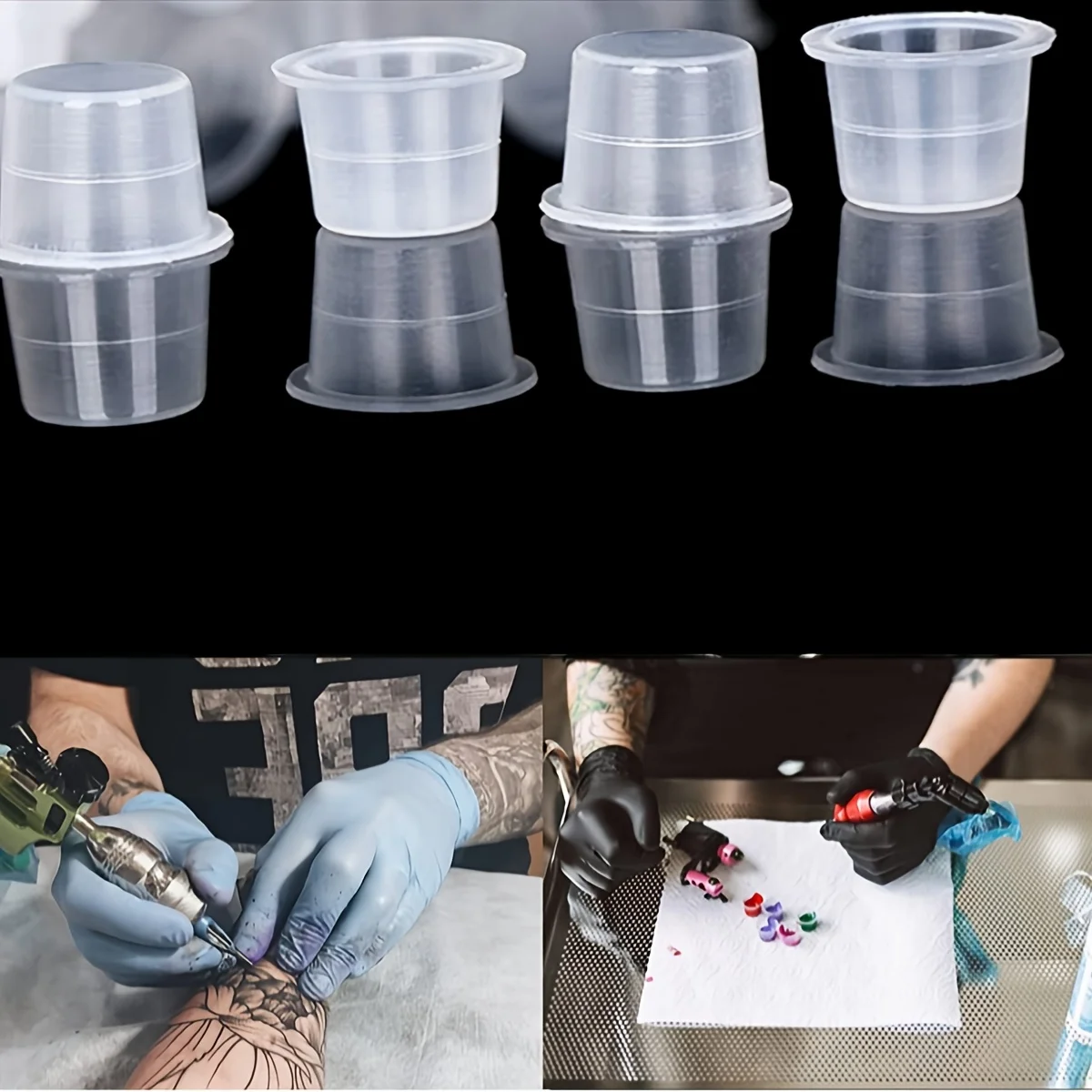 100/1000 قطعة الوشم كبير متوسط صغير الحبر الصباغ كأس حلقة شفافة Microblading غطاء الشفاه الحاجب PMU تبييض لوازم كريم