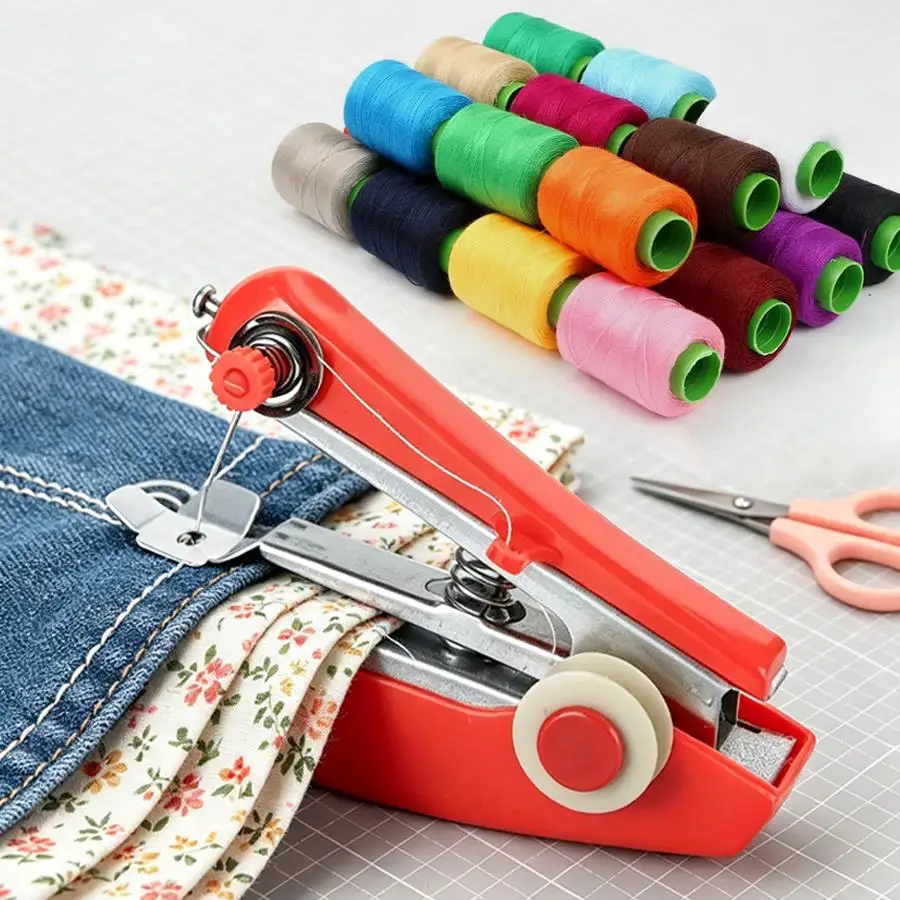 6/11-teiliges Mini-Nähmaschinen-Set mit Faden, Einfach zu Bedienendes Manuelles Nähgerät für Reisen, Camping, Unterwegs Kleidungsreparatur XJM