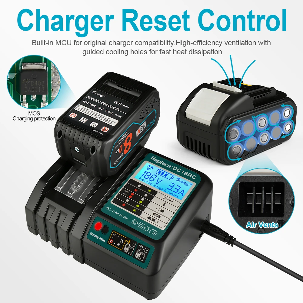 삼성 INR 21700 셀이 포함된 Makita 18V 전동 공구용 Waitley 강력한 배터리/충전식 배터리 교체 액세서리