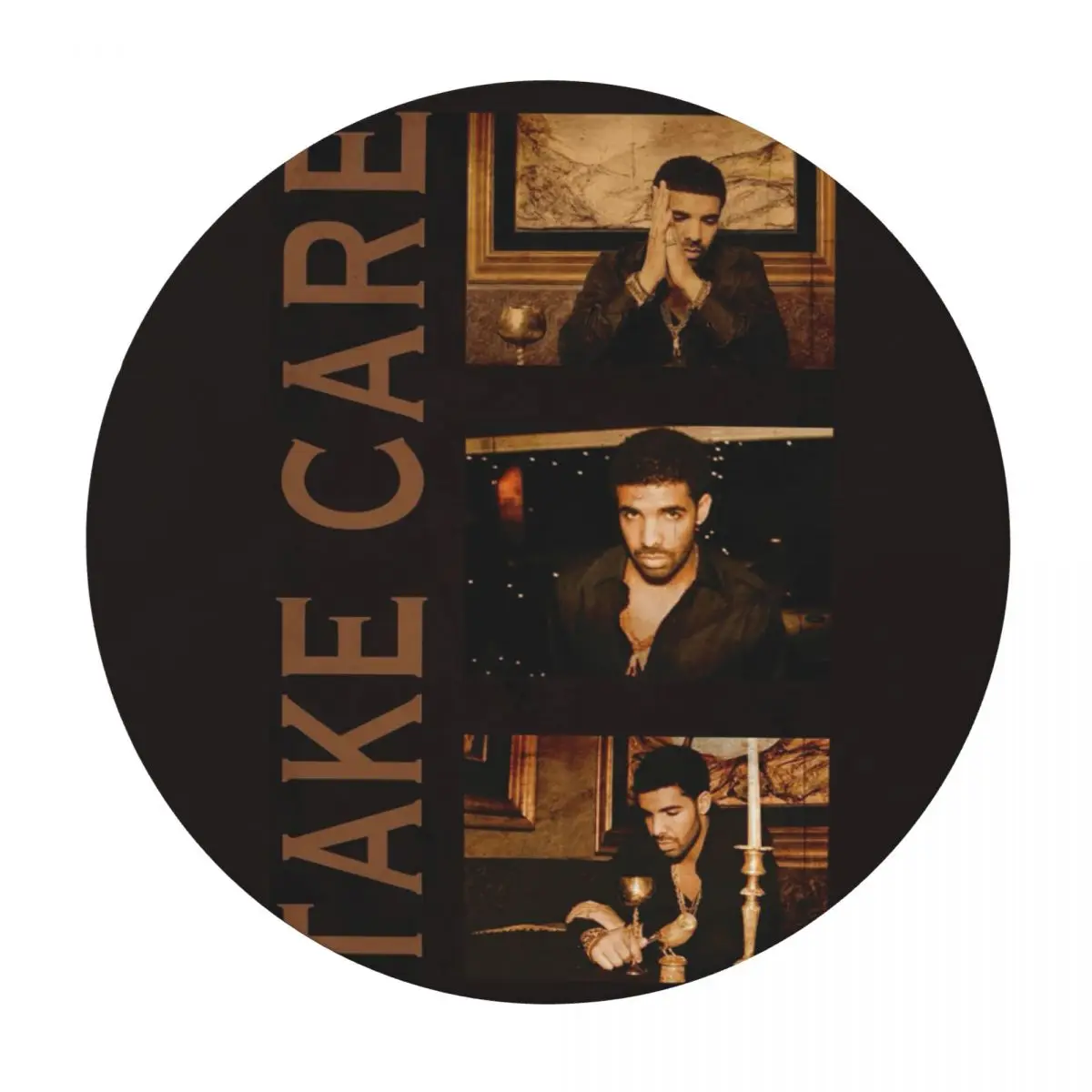 Hip Hop Rapper Drake Take Care Album Waterproof Round Tablecloth Oilproof Table Cloth for Kitchen Events Dining Table Cover