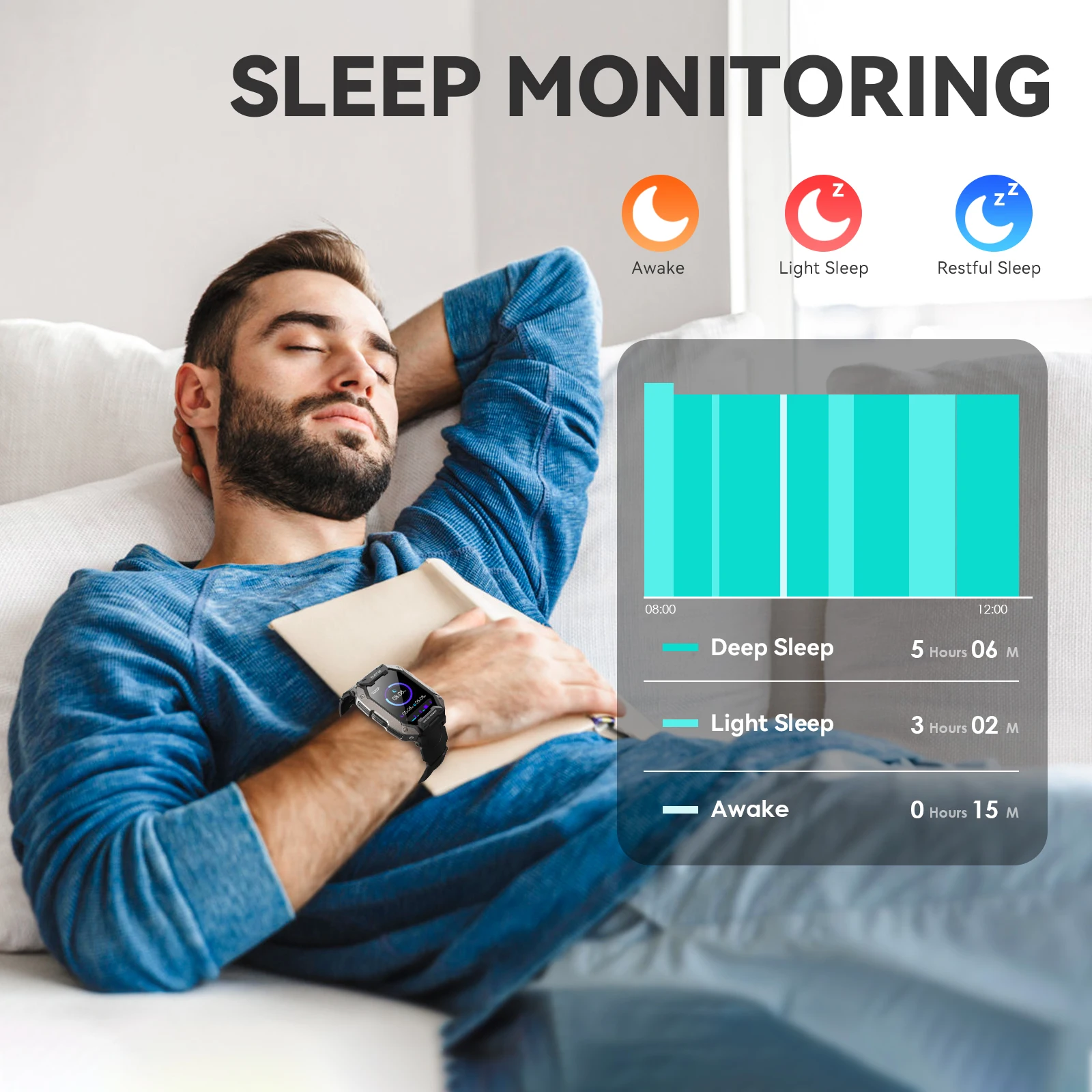 EIGIIS 2025 Orologio intelligente militare da uomo IP68 Impermeabile 1,71" Robusto con localizzatore di attività all'aperto con cardiofrequenzimetro