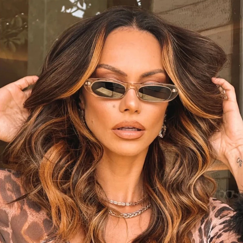 Radfahren 4 stücke Schmale Rahmen Cat Eye Sonnenbrille Retro frauen Kleine Oval Personalisierte Sonnenbrille Mode Trend UV400 Brillen