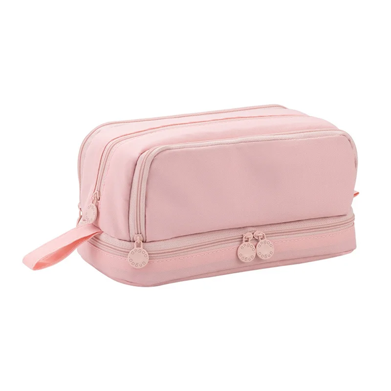 

ANGOO, 4 отделения, искусственная кожа, двойная сторона, открытая, легкая ручка, сумка для хранения канцелярских принадлежностей, школьников, студентов, розовый цвет