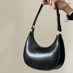 Sac à main demi-lune sous les bras pour femme, sacs à main mode de luxe, fermeture éclair solide, sacs initiés, noir, blanc, marron, document, été, femme, 2024