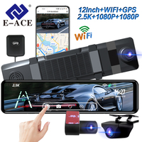 E-ACE 11.28 lnch Car DVR Mirror 2.5K Car Video Recorder Support GPS Night Vision Auto Record Dashcam 3 Cameras dash cam for cars