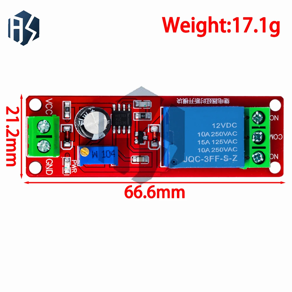NE555 Timer Delay Relay Module - Adjustable 0~10S Time Delay, DC 5V/12V Compatible, Precision Timing Control  relay shield 0~10S