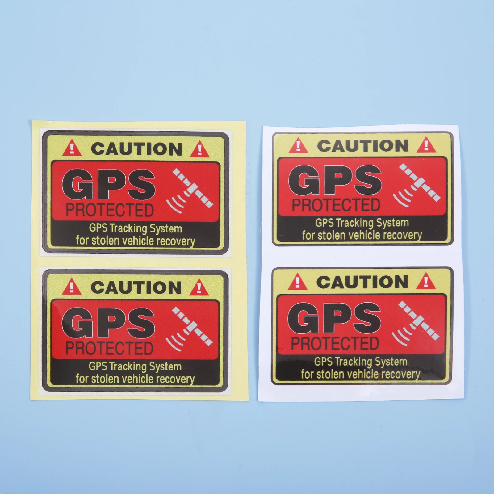 4Pcs 7x4.7cm Warning Car Sticker Caution GPS Tracking System Protected Decal Waterproof Sunscreen Decal Motorcycles Decals PVC
