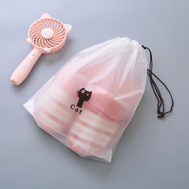 

1pcs Transparent Drawstring Storage Bag Travel Clothes Underwear Shoes Toiletries Cosmetic Organizer Pouch Cartoon Storage Bag