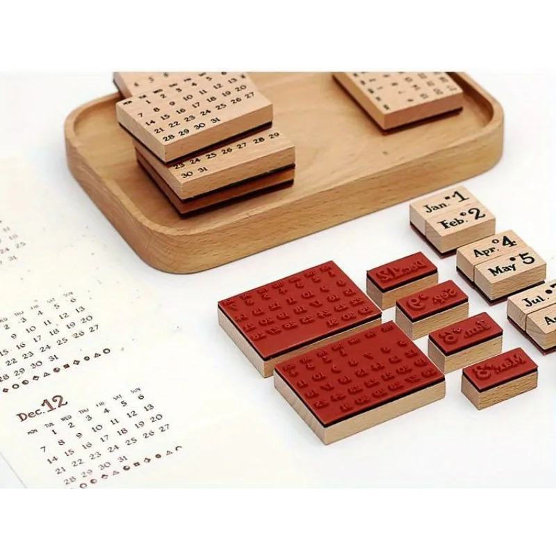 20 Pc/set Permanent Calendar Wooden Rubber Stamps Scrapbooking Decoration Bullet Journaling DIY Craft Standard Stamp
