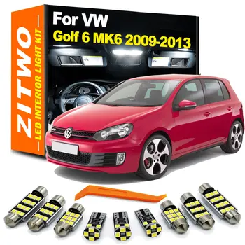 14 szt. żarówek samochodowych do Volkswagena VW Golfa 6 MK6 VI GTI 2009 2010 2011 2012 2013 LED zestaw oświetlenia wnętrza kopułkowego Foowell Canbus 10 best sales 2012 gti - №3
