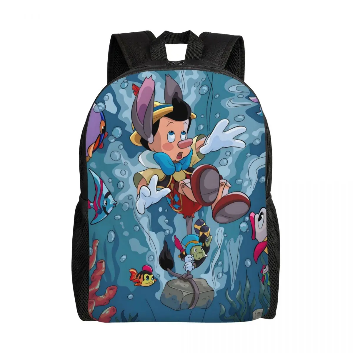 

Custom 3D Print Seabed Pinocchio Backpacks for Boys Girls Funny School College Travel Bags Women Men Bookbag Fits 15 Inch Laptop