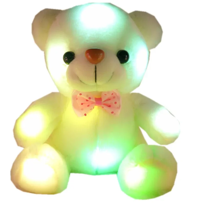 22cm Light Up LED Teddy Bear Stuffed Animals Plush Toy Pink Glowing Teddy Bear Christmas Gift for Kids