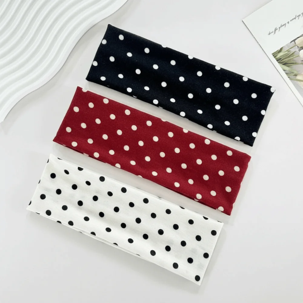 Fashion Adjustable Polka Dot Headband Stretch Elastic Yoga Elastic Hair Band Anti Sweat Sweatproof Sport Headscarf Sport