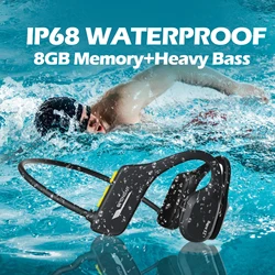 PARAMITA 8GB Storage Swimming Headset IP68 Waterproof Bone Conduction Headset Open Ear Wireless BT 5.2 Ear Hook Earphones Sport