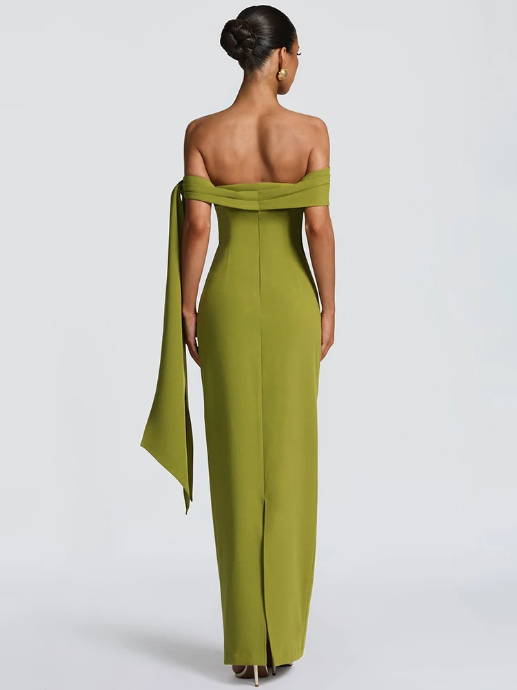 Mozision Off-shoulder Strapless Sexy Maxi Dress Women Elegant Sleeveless Backless Draped Ruched Bodycon Club Party Long Dresses view 3