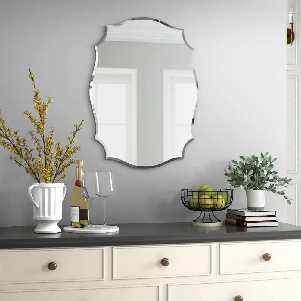 Irregular beveled edge bathroom mirrors, wall-mounted bathroom decorative mirrors, custom irregular wholesale cross-border