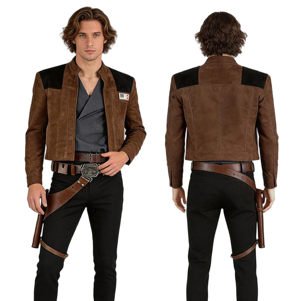 Disfraz de Han Solo para Cosplay, Cinturón, Ropa de Película, Batalla Espacial, Disfraz Masculino de Fantasía para Halloween, Carnaval y Fiestas