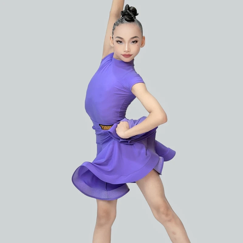 Fashion Children'S National Standard Ballroom Dance Dresses Girls Short Sleeves Samba Latin Dance Competition Costumes SL10639