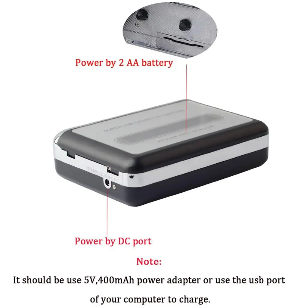 Fita pessoal de viagem para captura de cassete USB para reprodutor de música MP3 Conversor de áudio turístico Equipamento de aprendizagem de trabalho