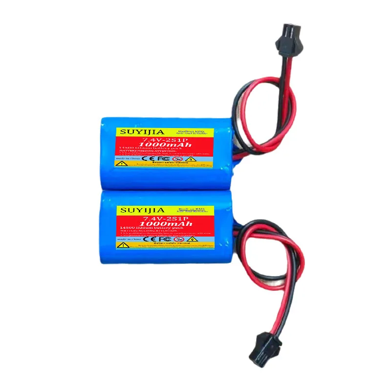14500 2S1P 7.4 فولت بطارية ليثيوم أيون حزمة 1000 مللي أمبير مناسبة لعبة الطاقة مدفع رصاصة المياه ملحقات لعبة بطارية 7.4 فولت RC اللعب
