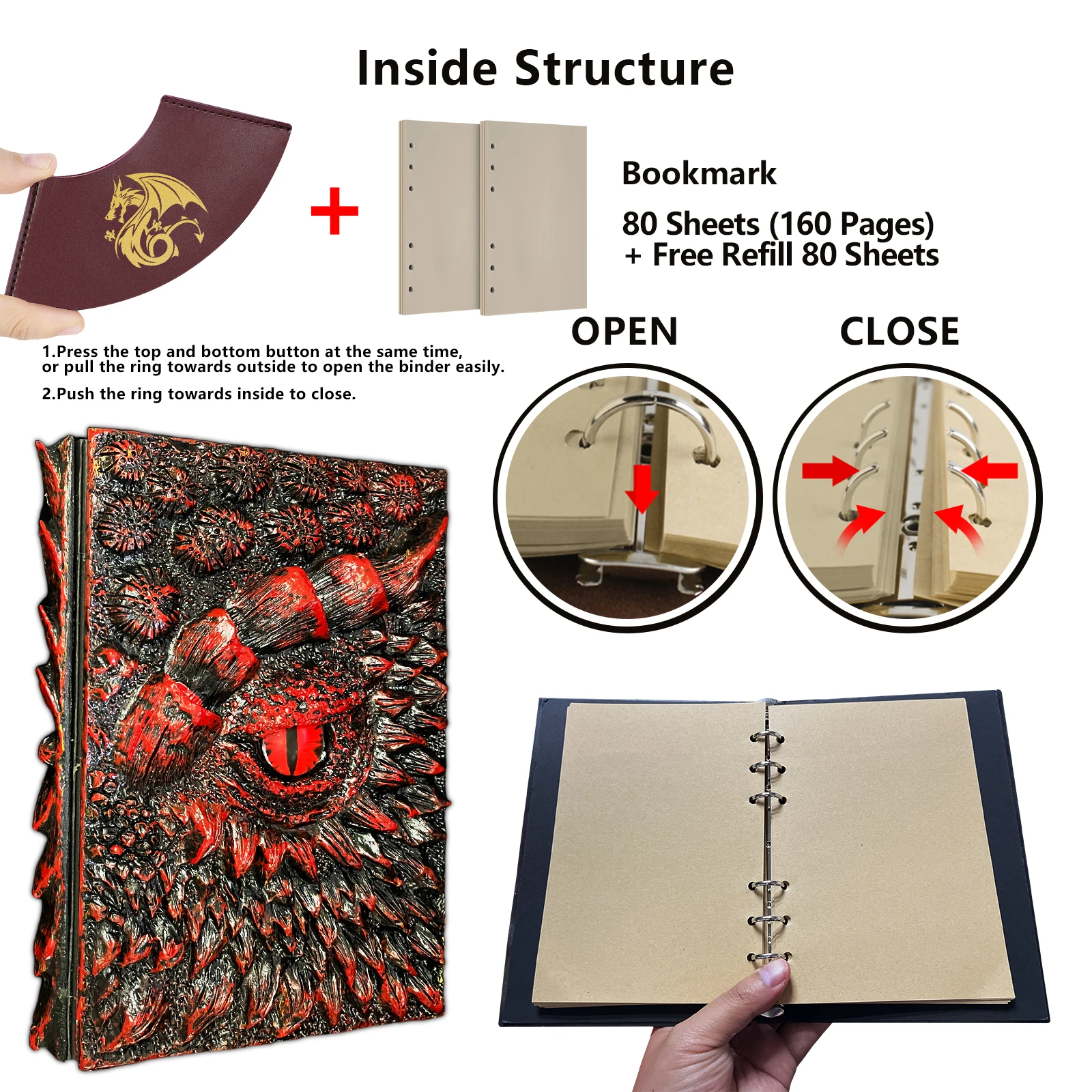 3D Dragons Journal Writing DND Notebook Refillable Notebook For Dungeons and Dragons Accessories/D&D DM Master Gifts