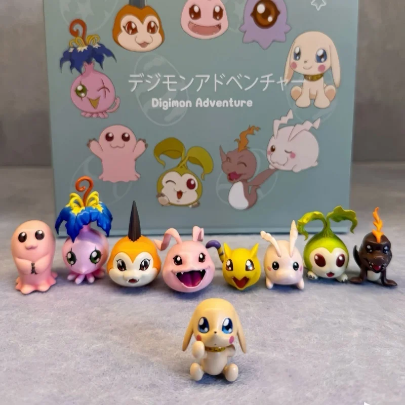 

Hot 9 Pcs/Set Digimon 2-5.5cm Q Ver. Childhood Mini Gabumon Koromon Pyocomon Palmon Tokomon Gabumon Plotmon Mochimon Gifts Toys