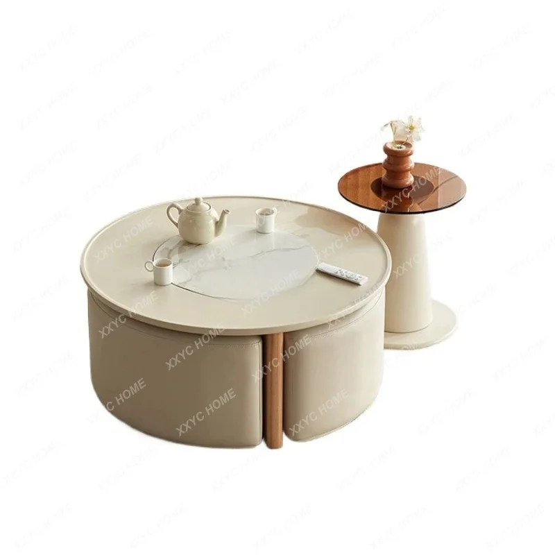 LHome Modern Living Room Simple Stone Plate Coffee Table Living Room Cream Silent Wind