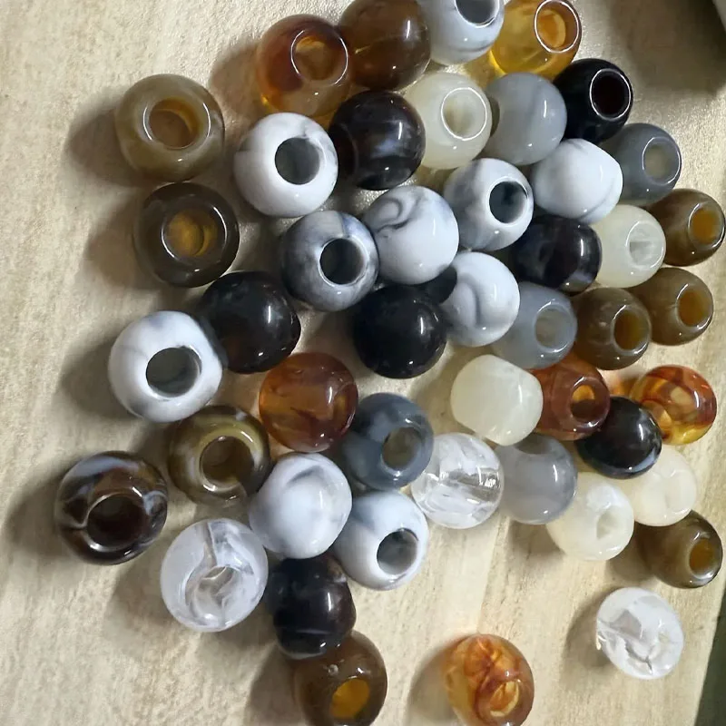 

210Pcs 14MM Large Hole Two-color Gradual Change Pattern Handmade Loose Beads DIY Jewelry Making Supplies