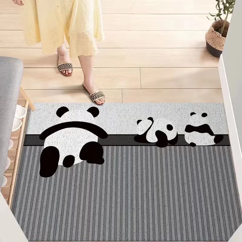 

Dust Removal Door Mat Cute Panda Can Be Cut Pvc Foot Mat Household Door Thickened Non-slip Easy Care Carpet Mat