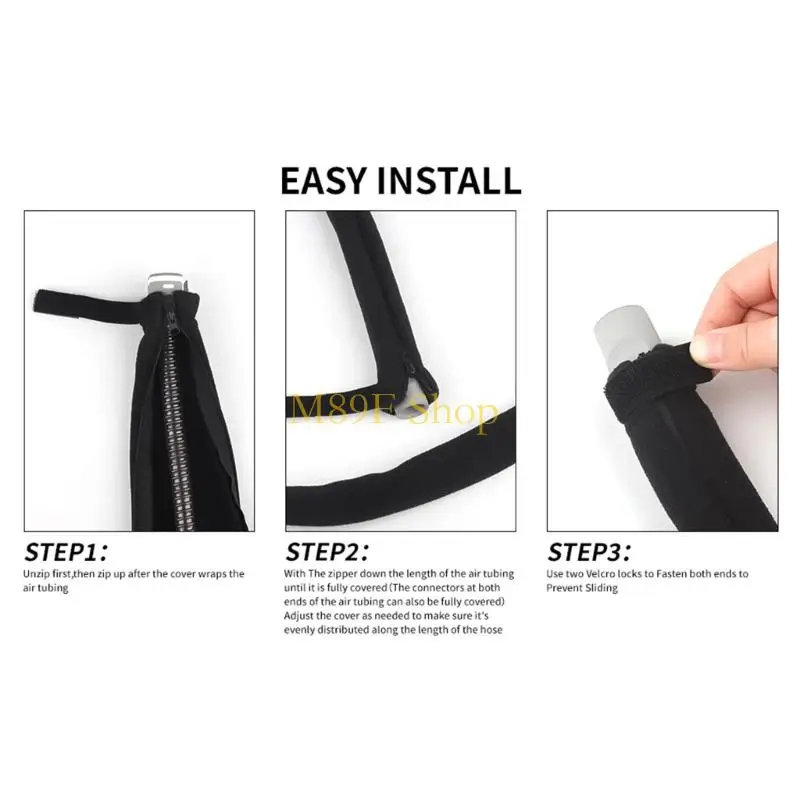 M89F CPAP Pipe Defender Fleece Sleeve for Noise Suppression Condensation Twin link Pet Chew Prevention Easy Installation