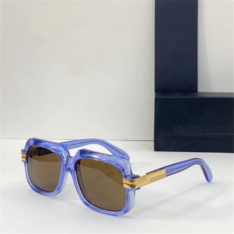 

Luxury blue square framed sunglasses for women Fashion brand glasses hardcover box Recreational sunshade mirror for men and wome