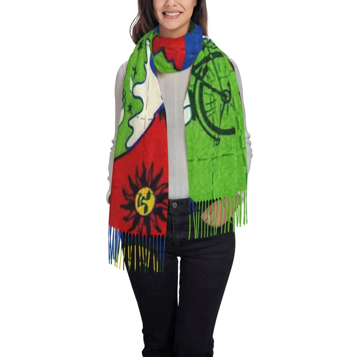 Custom Albert Hoffman 1943 Blotter Tassel Scarf Women Soft Lsd Acid Blotter Party Shawls Wraps Female Winter Fall Scarves