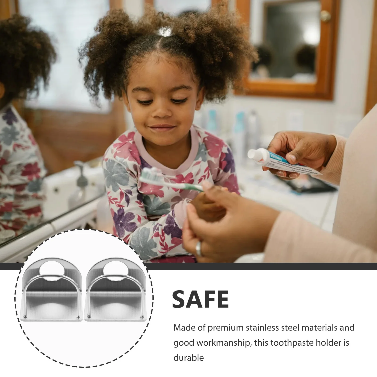 

2Pcs Stainless Steel Toothpaste Hanger Wall Mount Bathroom Accessories Easy Access Small Size Long Lasting Metal Rack