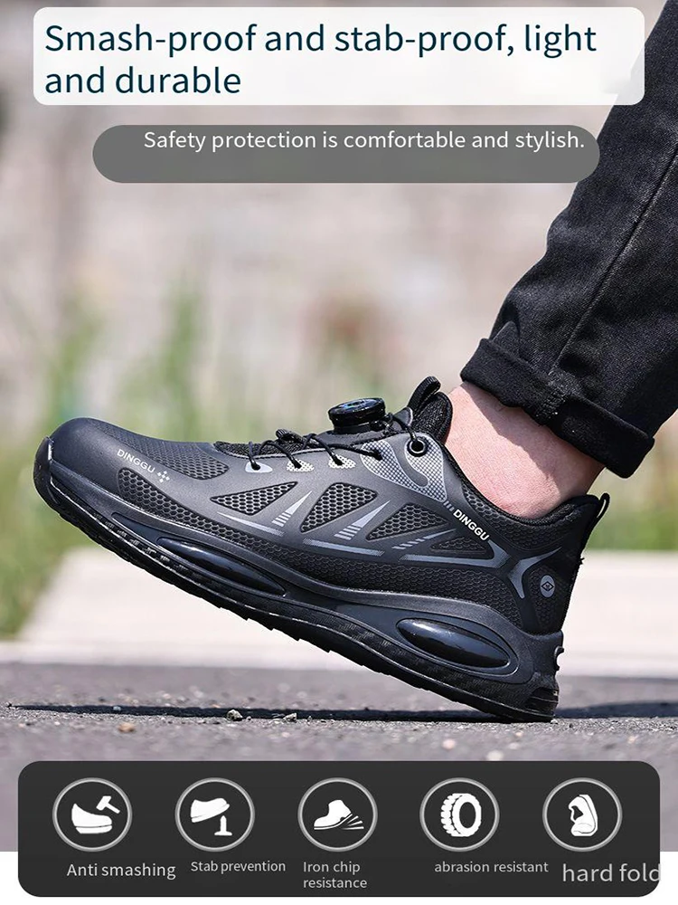 Rotating Button High-secret Labor Protection Shoes Men's Anti-smash Anti-puncture Lightweight Anti-odor Safety Shoes