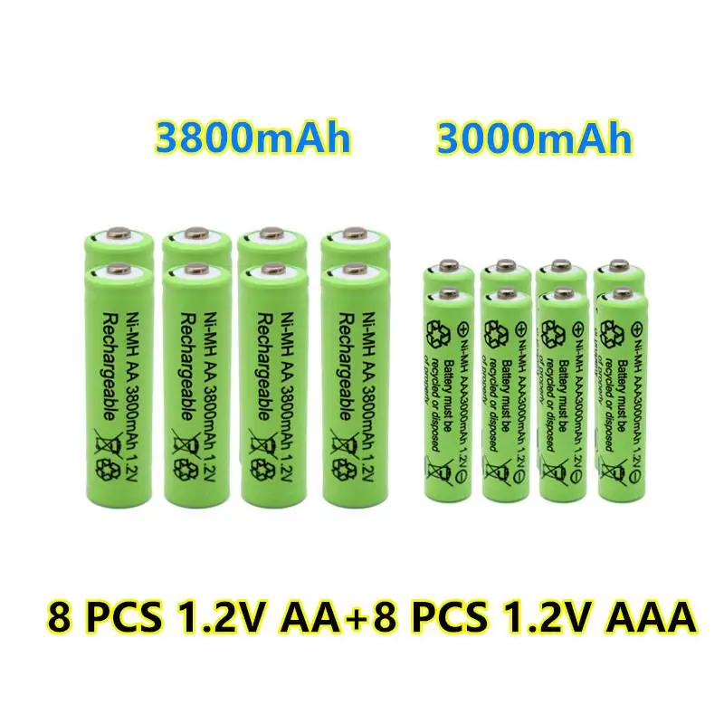 1.2V AA 3800mAh NI-MH Rechargeable Batteries+1.2 V AAA 3000 mAh Rechageable battery NI-MH battery