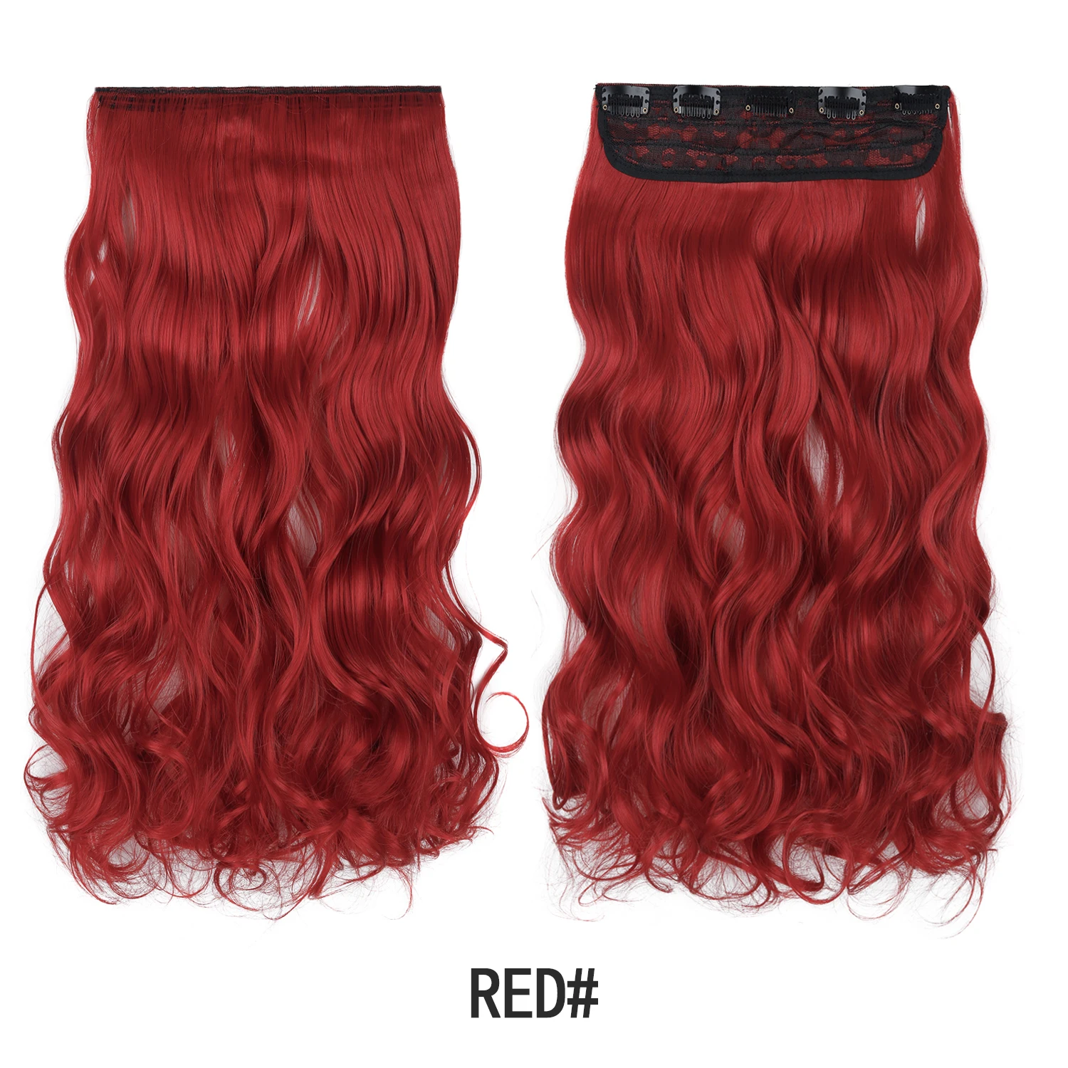 Jeedou Clip-in-Haarverlängerung, buntes, gewelltes Haar, einteilig, 5 Clips, synthetische rote, blaue, grüne Haarteile für Frauen und Mädchen, für den täglichen Gebrauch – Detail 11