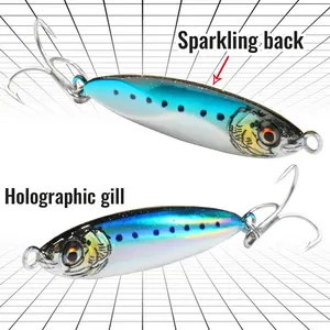 Metal Jig Lure Spinner Spoon, 3D Eye, Laser a cores, Equipamento de pesca Spinning, Popper Hook, Swimbait, Isca Spinner, 20g, 30g, 40g 8 principais vendas isca artificial com movimentos - №6