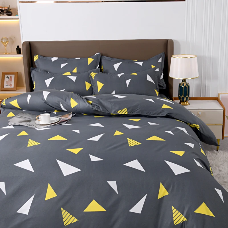 Solstice Bedding Set Duvet Cover Pillowcase Bed Linens Set Triangular Rhombus Printing Quilt Cover Bed Flat Sheet Queen Size