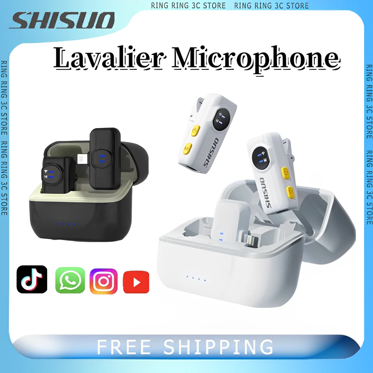 

SHISUO Wireless Lavalier Microphone live broadcast Smartphone Interview Video Recording equipment noise reduction Microphones