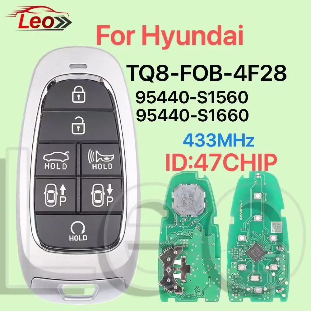 Leo FCC:TQ8-F0B-4F28 95440-S1560/95440-S1660 433MHz ID:47CHIP 車スマートリモートキー Hynudai SANTA FE Palisade 2021-2022-2023用