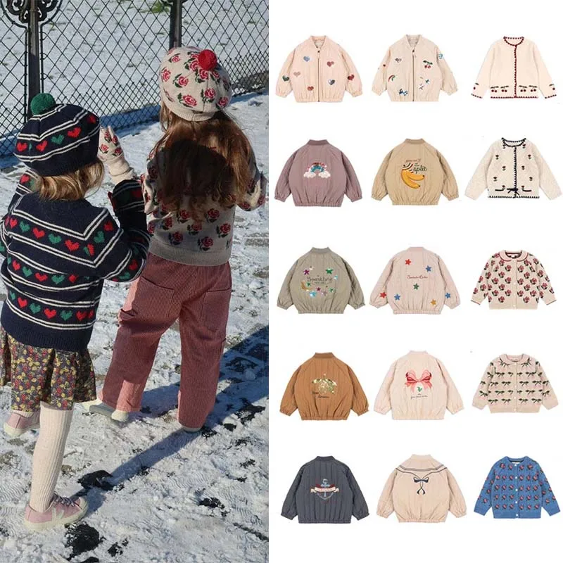 

PER-SALE 2025 Autumn KS Animal Embroidery Girls Jackets Boys Coat Sweaters Children Cardigan Baby Boy Clothes Kids Lamb Coats