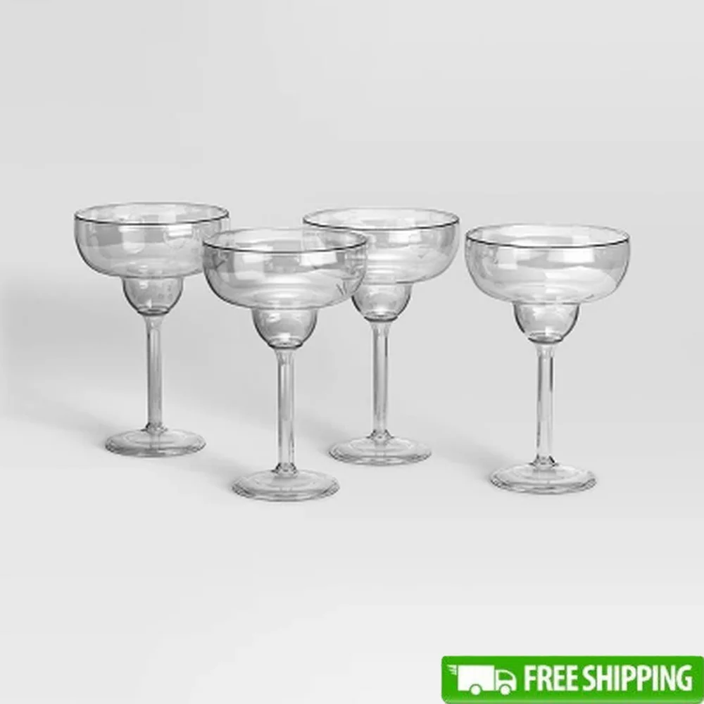 

4pc Clear Glass Margarita Cocktail Glass Set Dishwasher Safe 14.75oz Capacity Drinkware Service 4 Perfect Special Occasions