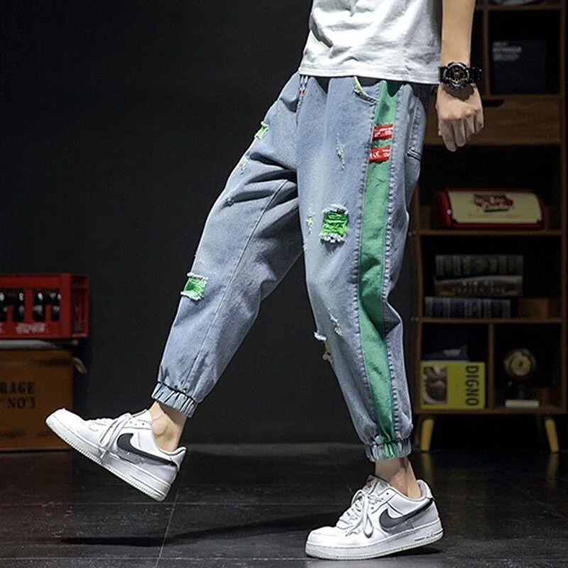 

Spring and Autumn New Fashion Trendy Retro Sports Jogger Harem Pants Men's Casual Loose Plus Size High Quality Denim Trousers
