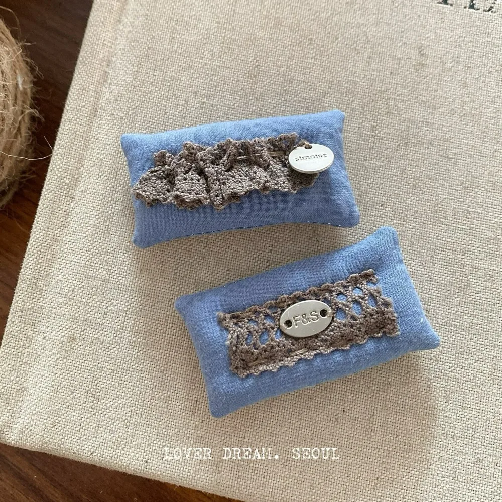 Vintage Handmade Crochet Lace Flower Hair Clip for Kids Fabric Geometric BB Clip Cute Daily Standard Size Multicolor